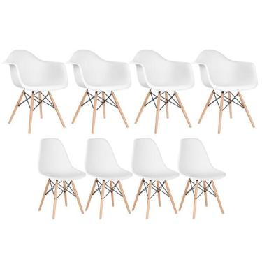 Imagem de Kit 4 Cadeiras Eames Daw Com Braços + 4 Cadeiras Eiffel Dsw B