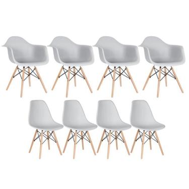 Imagem de Kit 4 Cadeiras Eames Daw Com Braços + 4 Cadeiras Eiffel Dsw C