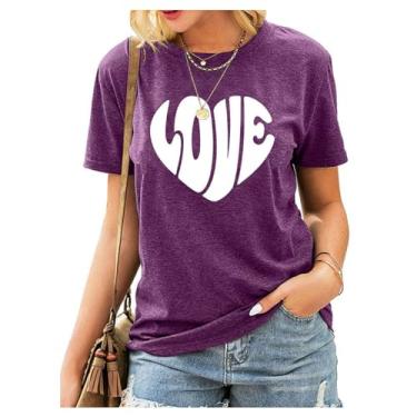 Imagem de Camiseta Feminina Camiseta Do Dia Do Dia Do Dia Dos Namorados Carta De Amor Tripulação De Pescoço