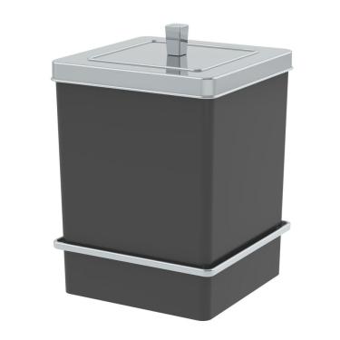 Imagem de Lixeira 6,5L Tampa Quadrada Com Suporte Ventosa Cesto De Lixo Preto Cromado - 8065PTC Future