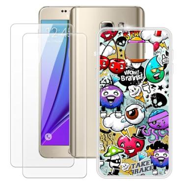 Imagem de MILEGOO Capa para Samsung Galaxy Note 5 + 2 peças protetoras de tela de vidro temperado, capa de TPU de silicone macio à prova de choque para Samsung Galaxy Note 5 (5,7 polegadas)