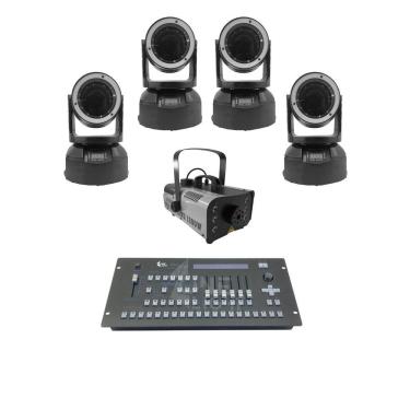Imagem de Kit 4 Mini Moving Beam + Máq De Fumaça 1200 + Mesa Pilot