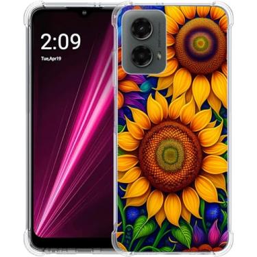 Imagem de Beaucov Capa para Motorola Moto G 5G 2024, linda capa de proteção contra quedas de girassóis à prova de choque TPU capa protetora de corpo inteiro resistente a arranhões para Motorola Moto G 5G