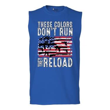 Imagem de Camiseta masculina These Colors Don't Run They Reload Muscle 2nd Amendment 2A Second Right American Flag Don't Tread on Me, Azul, G
