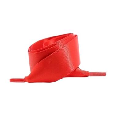 Imagem de Width Silk Satin Shoelaces Ribbon Shoe Laces Boots Women Sneakers ShoeLace (Color : Red, Size : 120cm)