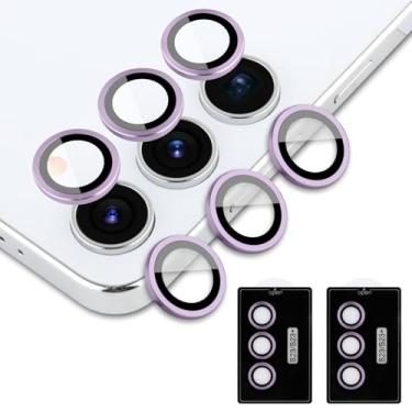 Imagem de aidvaia Protetor de lente de câmera rosa compatível com Samsung Galaxy S23 Plus, protetor de lente de vidro temperado de anel de liga de alumínio anti-arranhões capa de câmera decorativa