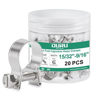 Imagem de OURU 20 peças mini braçadeiras de mangueira de injeção de combustível, ajustáveis 15/32"-9/16" (12-14 mm) 304 braçadeira de mangueira de linha de gás de combustível de aço inoxidável, clipes de mangueira de tubo para automotivo, tubo de gasolina diesel