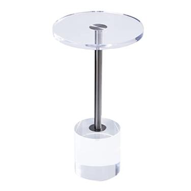 Imagem de Artmaze Mesa de canto de acrílico transparente, mesa lateral, metal prateado escovado, redonda, para escritório, sala de estar e quarto, fácil montagem, 30 x 30 cm, 54 cm de altura