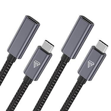 Imagem de Faracent Cabo de extensão USB tipo C (0,5 m/0,5 m), USB 3.1 (10 gbps) extensor macho para fêmea cabo de dados trançado compatível com MacBook M2 Air Pro, iPad Pro 2021, Surface Samsung S22 cinza - 2