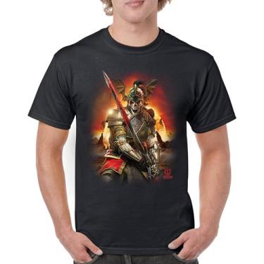 Imagem de Camiseta masculina Apocalypse Reaper Fantasy Skeleton Knight with a Sword Medieval Legendary Creature Dragon Wizard, Preto, M