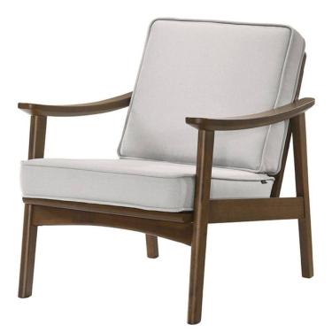 Imagem de  Poltrona Amy Rivattis Estofado Linho Cru Base Madeira