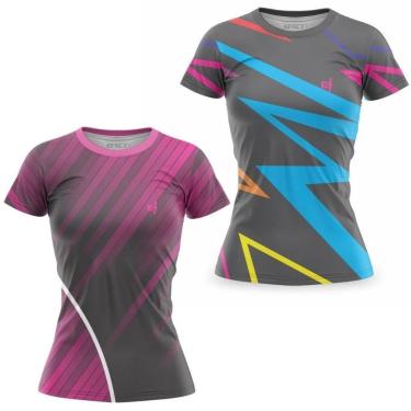 Imagem de Kit 2 Blusa Feminina Academia Estampa Degradê Fit-Feminino