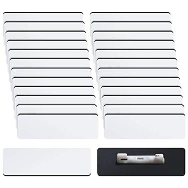 Imagem de Crachá de nome em branco 1 x 7,6 cm DIY crachá de identificação em branco com suporte de alfinete para trabalhadores de escritório estudantes, confecção de crachás personalizados (50 peças)