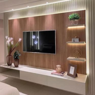 Imagem de Placa Painel Ripado Revestimento Decoração Flexível Sustentável Parede 50cmx50cm 3d Pvc