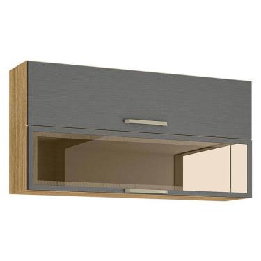 Imagem de Armário Aéreo Ametista 2 Portas Basculantes 1 com Vidro 120 cm Freijó Gris - Kits Paraná