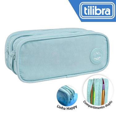 Imagem de Estojo Duplo Tilibra Happy Azul 21x9x9cm
