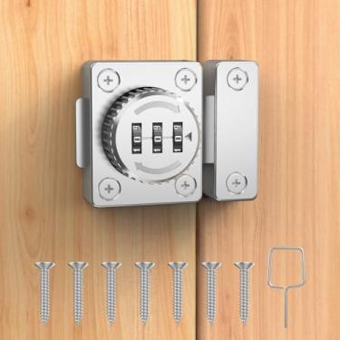 Imagem de I-EASYDWW Trava de armário combinada, trava de gaveta sem chave, fácil de instalar, adequada para armário de cozinha, gaveta de escritório, móveis de madeira, porta unidirecional, etc. (prata, 1