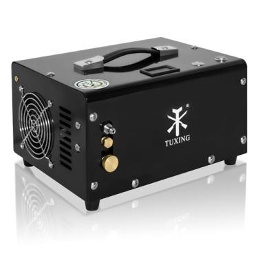 Imagem de TUXING 4500Psi/300Bar Compressor de ar PCP, isento de óleo/água, bomba de ar para tanque de rifle/Pistola e PCP, alimentado casa com conversor de energia e filtro de óleo de água 220V