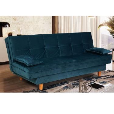 Imagem de Sofá Cama 3 Lugares 192cm Veludo Holanda Berflex - Azul
