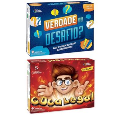 Imagem de Kit com 2 Jogos de Tabuleiro Infantil Cuca legal Escolar + Verdade ou Desafio Perguntas e Respostas - Pais e Filhos