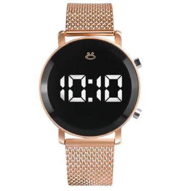 Imagem de Relógio Feminino Digital Ouro Rose Gold Pulseria de Silicone Antialergica Lindo e Óculos de Sol Lentes Marrom com Proteção UV400 Atemporal e Pulseira Berloque Estilo Pandora com Pingentes Variados Folheada a Ouro Maravilhosa Presente Emocionante