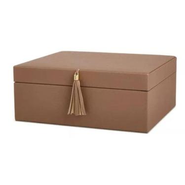 Imagem de Caixa Organizadora Marrom C/ Franja 18217 11x27,5x23,5cm Mart