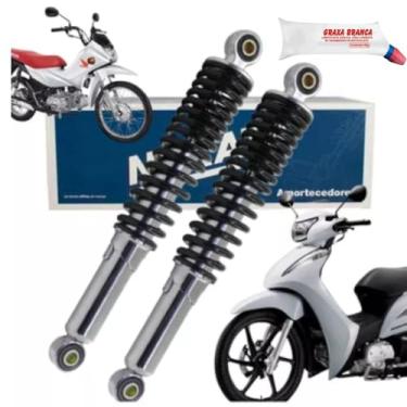 Imagem de Combo Par Amortecedor Traseiro Biz 100 110 125 e C100 e Pop 100 e 110 1998 a 2023 Nakata e Graxa