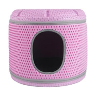 Imagem de Fenteer Cama para gatos, casa para gatos, fundo antiderrapante, condomínio para animais de estimação, cama para gatinhos, gatos internos, descanso, Rosa