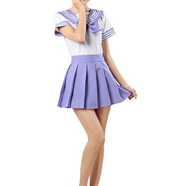 Imagem de Elonglin Uniforme Feminino de Sailor Escolar Japonês Anime Uniforme Marinheiro JK Saia Curta Cosplay D GG