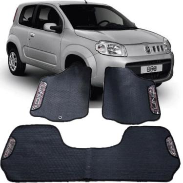 Imagem de Jogo tapete emborrachado do fiat uno jogo com 3 peças inteiriço trasei