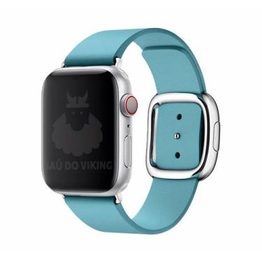 Imagem de Pulseira Couro Fecho Moderno Compatível com Apple Watch - Baú do Vikin