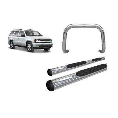 Imagem de Kit Quebra Mato S/Barra Estribo Oval TrailBlazer Cromado - HOZZ