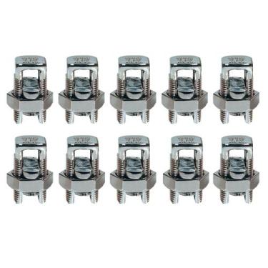 Imagem de Kit 10 Conector Parafuso Fendido Cabos Fios 35mm Split Bolt - INTELLI