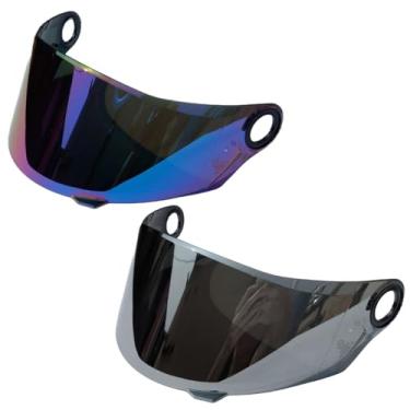 Imagem de Kit 2 Viseira Para Capacete Espelhada Ls2 FF358 FF392 FF396 FW3 GT Anti Risco Helt Texx Mormaii (Camaleão/Cromada)