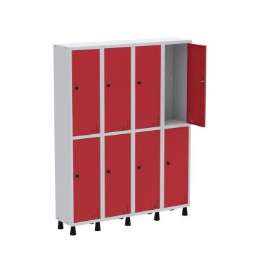 Imagem de Roupeiro Aço Light 4v 08 Portas Gr304/8 Cinza/Vermelho