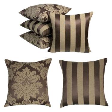 Imagem de Kit 4 Capas de almofada Jacquard Medalhão/Listrado 45 X 45 - MUMUDECOR