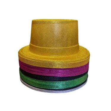Imagem de Kit 3un Cartola Chapéu plástico Glitter Fantasia Carnaval - Lynx produ