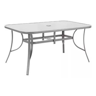 Imagem de Mesa De Aço Para Jardim Importada - 71x90x150 Cm - 6 Lugares - Nateria