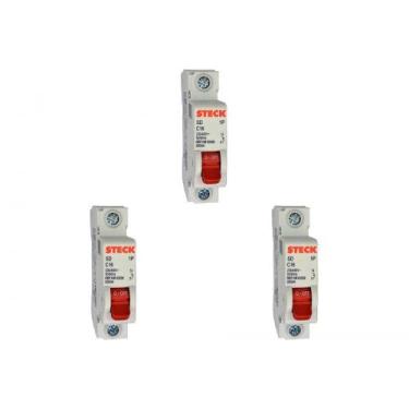 Imagem de Kit C/3 - Disjuntor Steck ''Din'' Unipolar 16A. C