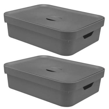 Imagem de 2x Caixa Organizadora Multiuso Com Tampa 16L OU Cinza 13x35x45cm