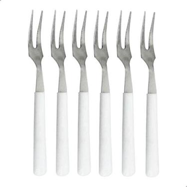 Imagem de Kit 6 Garfinhos Para Petiscos Frutas Aço Inox Cabo Plastico 10cm - Dar