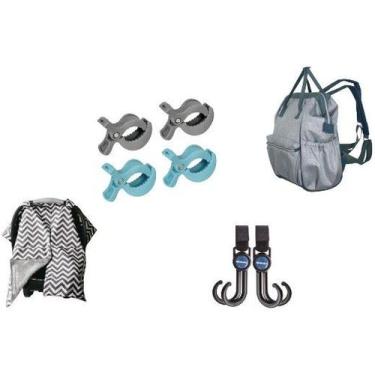 Imagem de Kit para Carrinho de Bebê KaBaby Passeio com o Bebê 2 8 Peças, Cinza, 