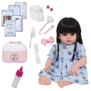 Imagem de Bebê Reborn Menina Articulado Morena Com Bolsa + Itens - Cegonha Rebor