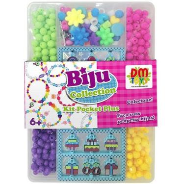 Imagem de Conjunto Miçangas Biju Collection KIT Pocket PLUS Azul DM TOYS DMT6313