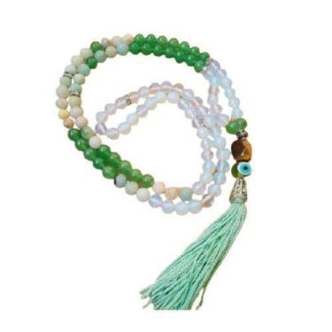 Imagem de Japamala Pedras Da Lua, Amazonita E Quartzo Verde 108 Contas - Encanto