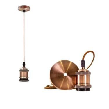 Imagem de Pendente Vintage Retrô Soquete Bocal De Metal Com Fio - Pendente Bocal