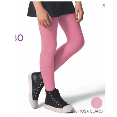Imagem de Meia Calça Infantil Algodão Fio 80 Selene  9555, M, Rosa Claro