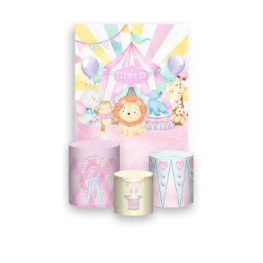 Imagem de Painel De Festa Vertical 1,50 x 2,20 + Trio De Capas Cilindro -  Circo