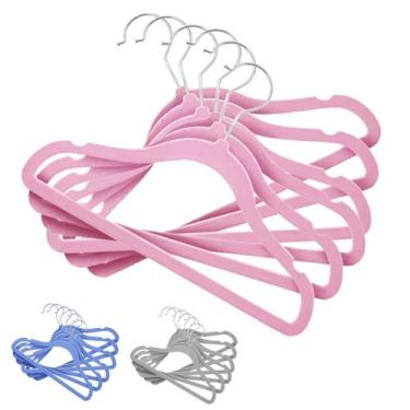 Imagem de Kit 6 Cabides de Veludo Infantil Bebê Antiderrapante - FRATELLI, ROSA