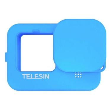 Imagem de Capa Silicone Azul + Cordão e Tampa GoPro 9/10/11/12/13 - Telesin